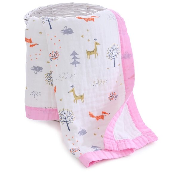 New Jay & Ava Baby/Toddler Muslin 100% Cotton Blanket - Pink Deer - Picture 4 of 6
